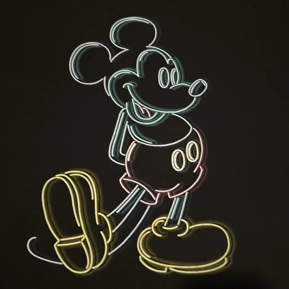 Disney Mickey Mouse black shortsleeve T-shirt mens neon DisneyLand DisneyWorld L - Picture 4 of 6
